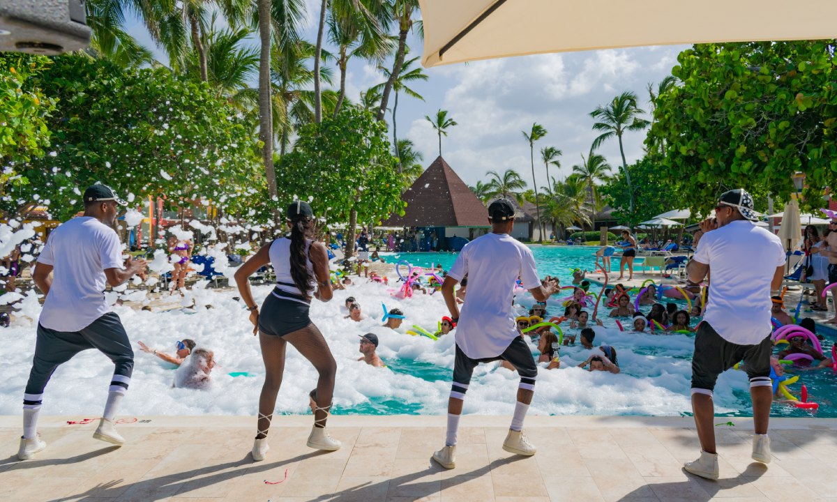 Foam party by the pool